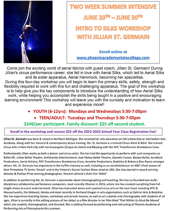 Intro to Silks Workshop with Guest Coach Jillian St. Germain